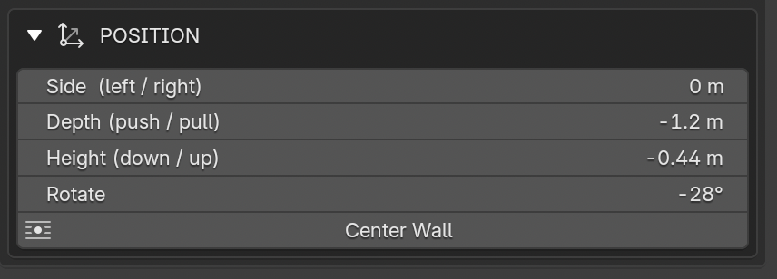 LED VOLUME Position panel